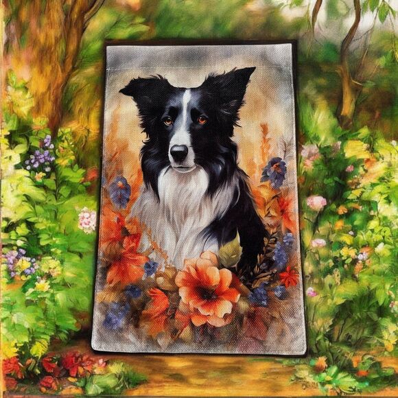 Border Collie Welcome Garden Flag – Double-Sided, Waterproof Burlap, 12x18 - Picture 3 of 3